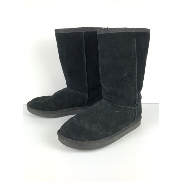 Koolaburra UGG Boots Girls Sz 4 Black Sherpa Boots Outdoor Fall Winter - Picture 1 of 8